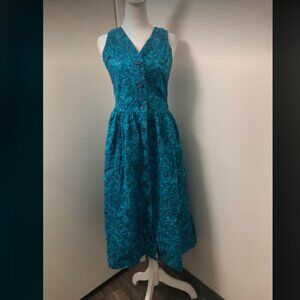 Vintage 1980s does 1950s Button Down Post Impressionism Dress